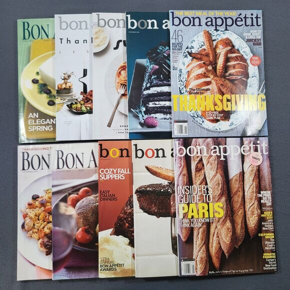 Bon Appetit Magazine Lot of 10 Late 2000s2010s Thanksgiving Desserts Paris - Picture 1 of 16